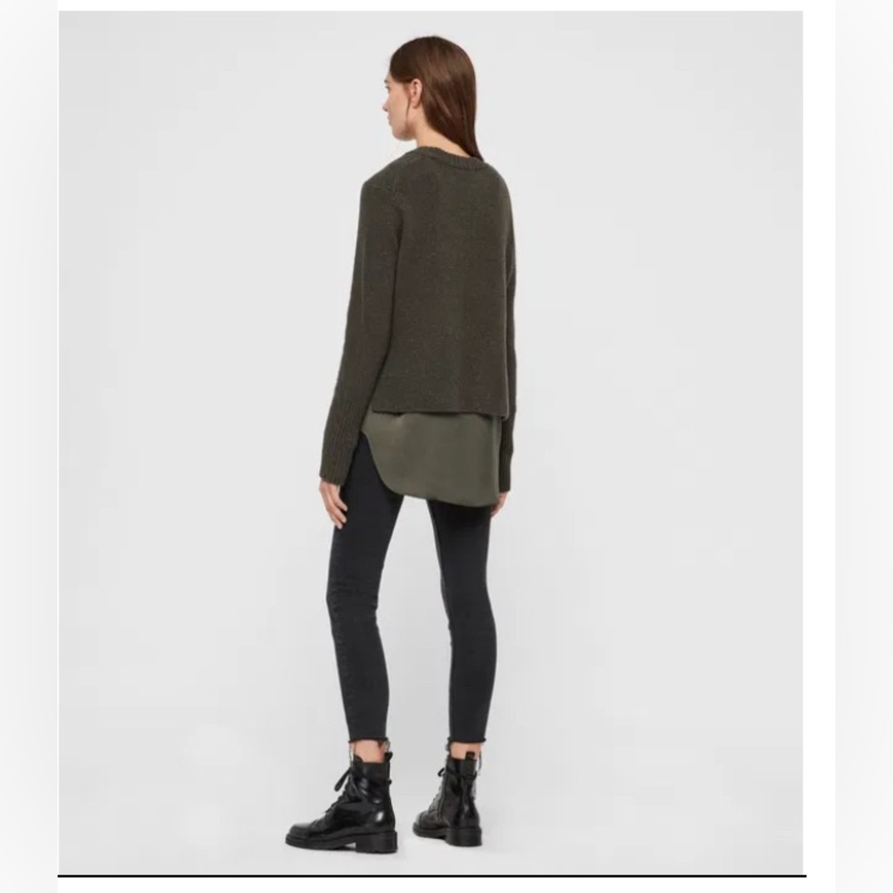 NWT All Saints Dark Green Tierny Shirt Jumper - Picture 2 of 13